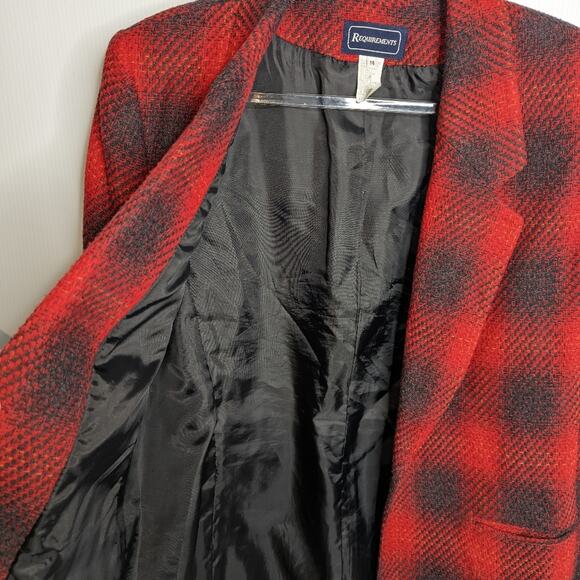 Vintage 90's Buffalo Plaid Blazer One Button Women's Red & Black - Picture 6 of 7